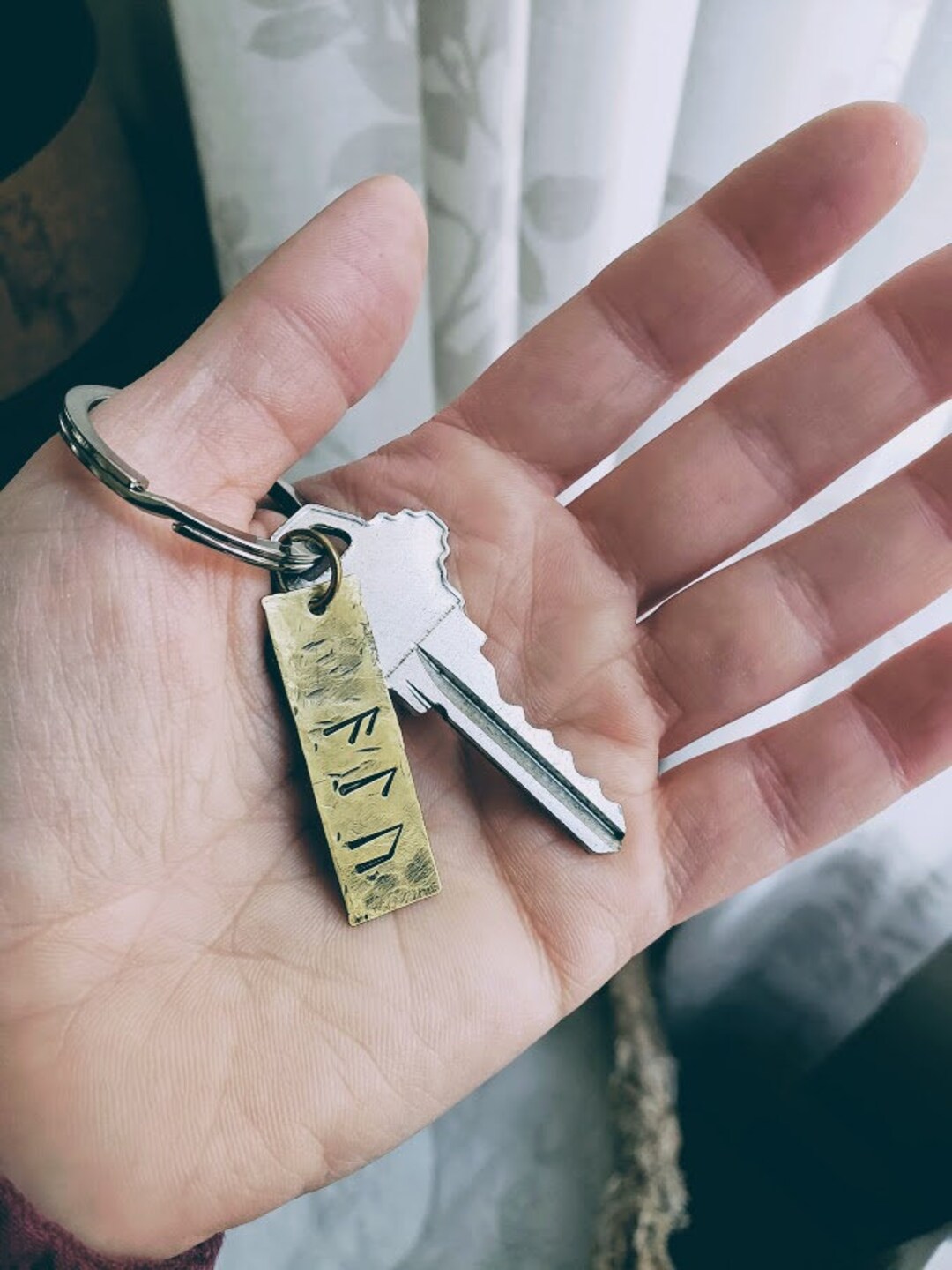 Allen Rnach Keychain Ale // Brass Rune Keychain - Etsy
