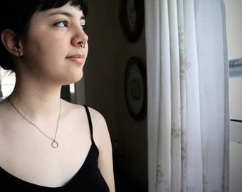 Casting Circle in Black // hammered oxidized silver circle necklace