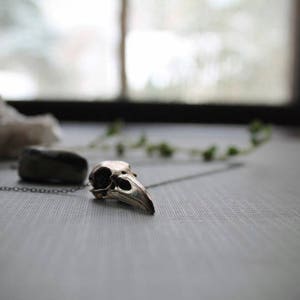 Murder // silver crow skull necklace image 6
