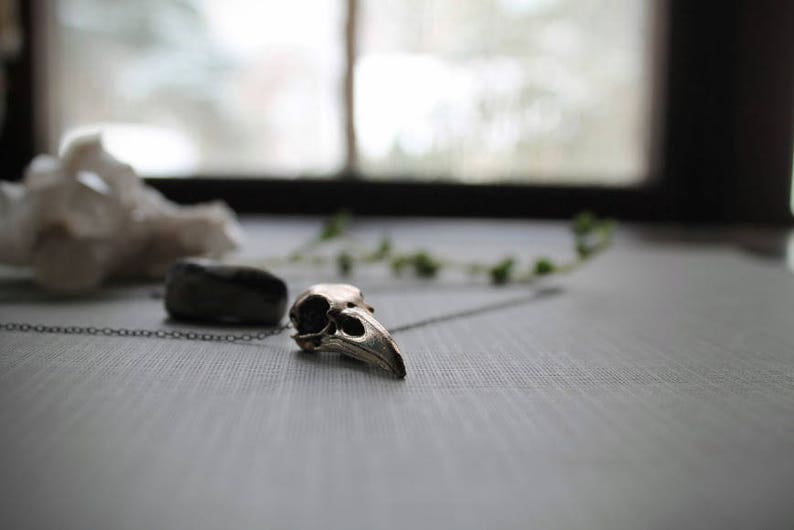 Murder // silver crow skull necklace image 6