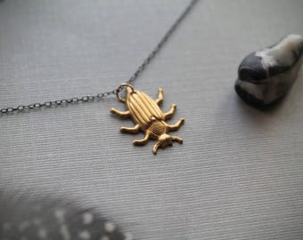 Potato Beetle // brass beetle necklace