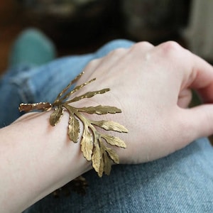 Fern Frond // vintage brass leaf bracelet image 6