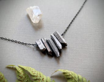 Silver // raw silver crystal necklace