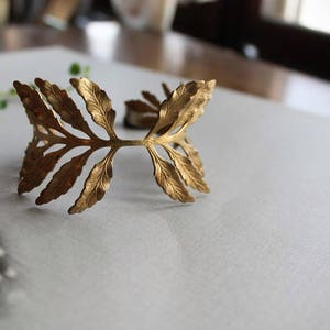 Fern Frond // vintage brass leaf bracelet image 5