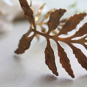 Fern Frond // vintage brass leaf bracelet image 2