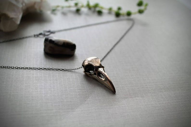Murder // silver crow skull necklace image 3