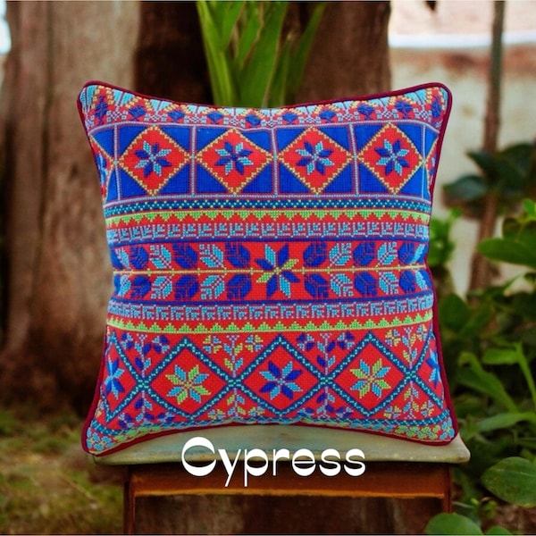 Handmade Palestinian Embroidered Pillow Cover