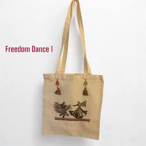 Palestinian Traditional Embroidery and Printed Tote Bag