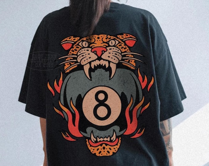 Lucky Leopard Tee Comfort Colors® Traditional Tattoo T 8 Ball Shirt Grunge Streetwear Vintage Western Lucky Me Shirt Yallternative Aesthetic