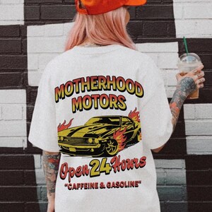 Motherhood Motors Tee Comfort Colors® Trendy Vintage Mom Shirt Retro Muscle Car Grunge Top Moto Edgy Mother Mama Tshirt Mom Birthday Gift
