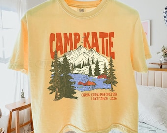 CUSTOM Camp Bach Shirts Comfort Colors® Camp Bachelorette Boxy Shirts Camping Themed Lake Bachelorette Favors Cabin Crew Hiking Bachelorette