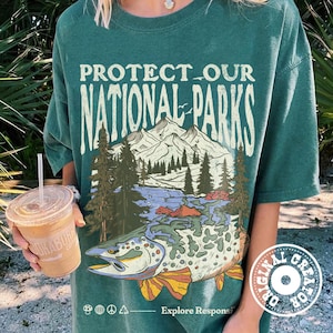 Protect Our Parks Tee Comfort Colors® Granola Girl Shirt US National Parks Shirt Respect the Locals Resist T Shirt Camping Hiking Clothes