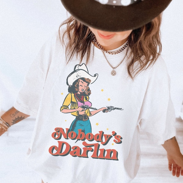 Nobody's Darling Tee Comfort Colors® Vintage Inspired Western Graphic T Pin Up Retro Cowgirl Tshirt Oversized Tee Dress Boho Hippie Clothes