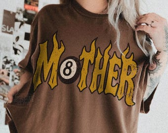 Mother Tee Comfort Colors® Trendy 8 Ball Mother Lucky Mama Shirt Vintage Flames Rad Mom Birthday Gift Moto Edgy Grunge Aesthetic Streetwear