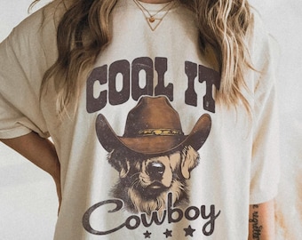 Cool It Cowboy Tee UNISEX Western Golden Retriever Shirt Cute Western Dog Shirt 90s Country Style Shirt Vintage Cowboy Dog Lover Gifts