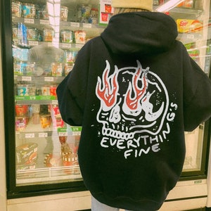 Alles fein UNISEX Hoodie Retro Rock n Roll Vintage Rebel Moto Edgy Grunge Festival Kleidung Boho Hippie Skulls Aesthetic Streetwear