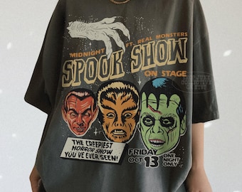 Spook Show Shirt UNISEX Comfort Colors® Vintage Halloween Tee Horror Lover Gift 90s Cult Classic Horror Graveyard Smash Tee Monster Mash Tee