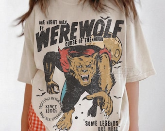 Werewolf Shirt Comfort Colors® Vintage Halloween Shirt 90s Cult Classic Horror Movie Tee Graveyard Smash Monster Lover Gift Spook Show Shirt