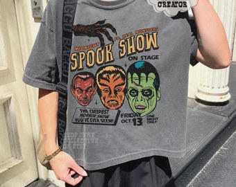 Spook Show Tee ORIGINAL - Comfort Colors® Vintage Halloween in Summer Boxy Shirt Summerween Party Top 90s Cult Classic Horror Film Crop Top