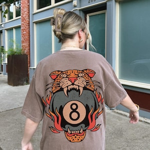 Lucky Leopard Tee Comfort Colors® Traditional Tattoo T 8 Ball Shirt Grunge Streetwear Vintage Western Lucky Me Shirt Yallternative Aesthetic Espresso