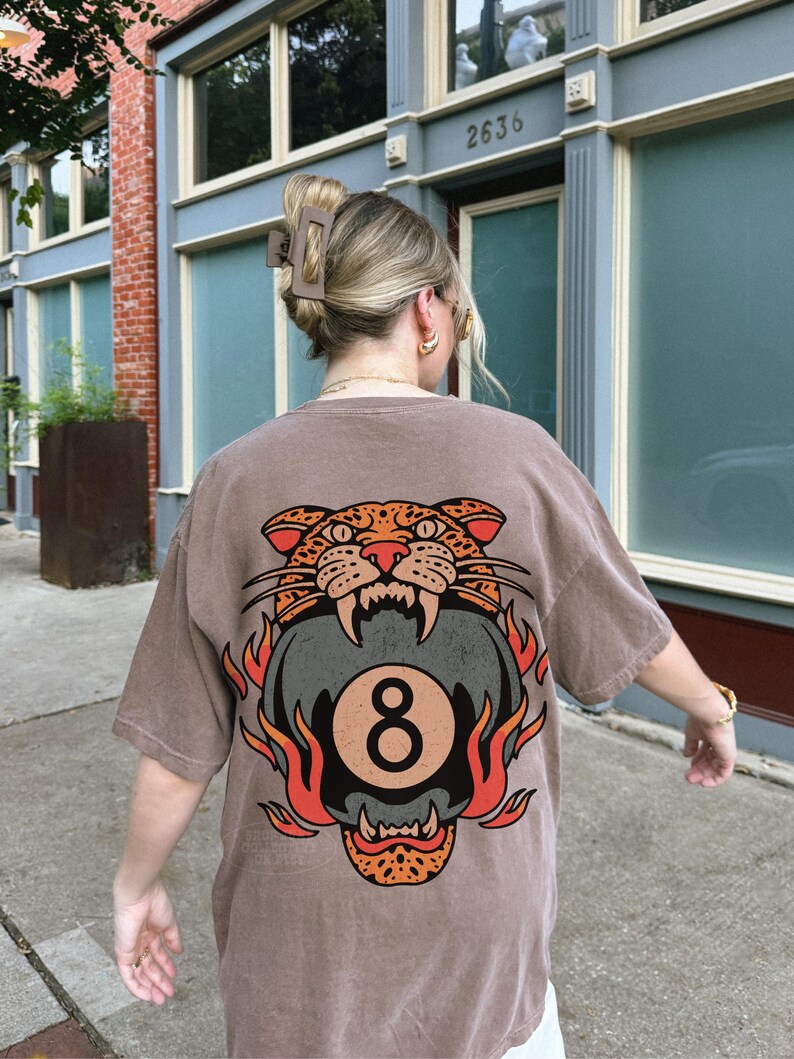 Lucky Leopard Tee Comfort Colors® Traditional Tattoo T 8 Ball Shirt Grunge Streetwear Vintage Western Lucky Me Shirt Yallternative Aesthetic Espresso