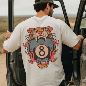 Lucky Leopard Tee Comfort Colors® Traditional Tattoo T 8 Ball Shirt Grunge Streetwear Vintage Western Lucky Me Shirt Yallternative Aesthetic Ivory