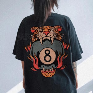 Lucky Leopard Tee Comfort Colors® Traditional Tattoo T 8 Ball Shirt Grunge Streetwear Vintage Western Lucky Me Shirt Yallternative Aesthetic Black