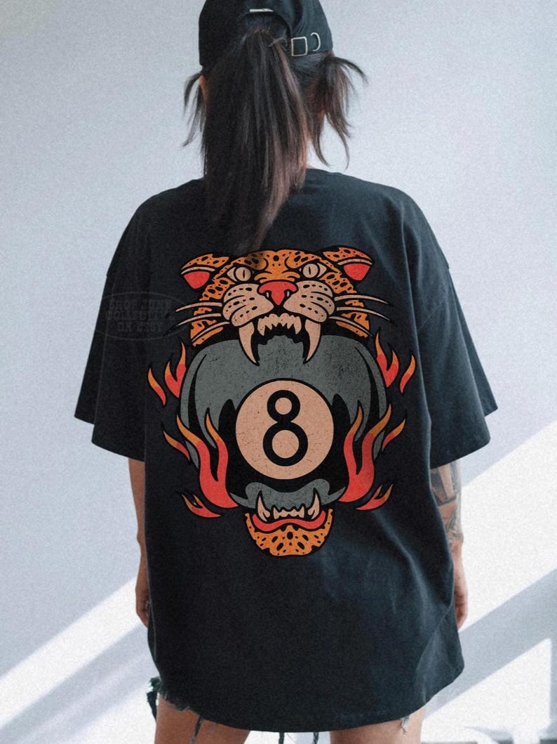 Lucky Leopard Tee Comfort Colors® Traditional Tattoo T 8 Ball Shirt Grunge Streetwear Vintage Western Lucky Me Shirt Yallternative Aesthetic Black