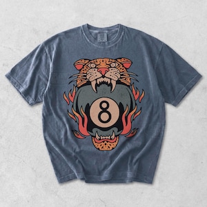 Lucky Leopard Tee Comfort Colors® Traditional Tattoo T 8 Ball Shirt Grunge Streetwear Vintage Western Lucky Me Shirt Yallternative Aesthetic Denim