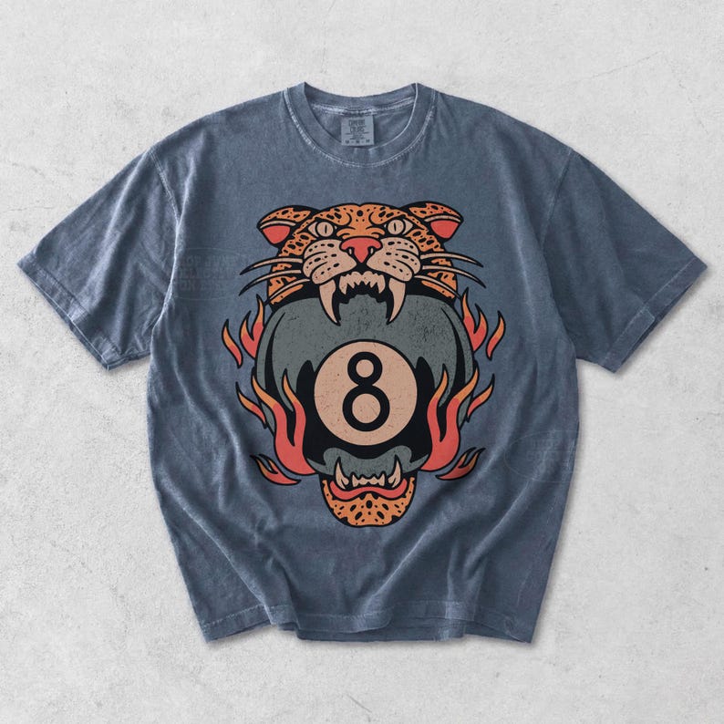 Lucky Leopard Tee Comfort Colors® Traditional Tattoo T 8 Ball Shirt Grunge Streetwear Vintage Western Lucky Me Shirt Yallternative Aesthetic Denim