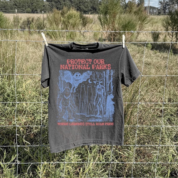 Cryptid National Parks Shirt Comfort Colors® 90s Protect Our Parks Vintage Camping Hiking Tee Retro Wanderlust Shirt Fantasy Creatures Tee