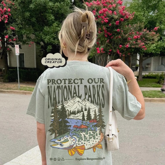 ORIGINAL Protect National Parks Shirt Comfort Colors® 90s Protect Our Parks Vintage Fish Mountain Tee Hiking Granola Girl Wanderlust Shirt