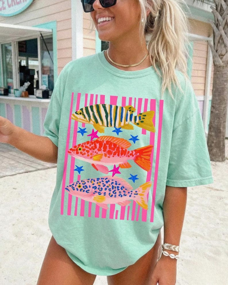 Fish Summer Beach Shirt Comfort Colors® Maximalist Clothing Kiss My ...