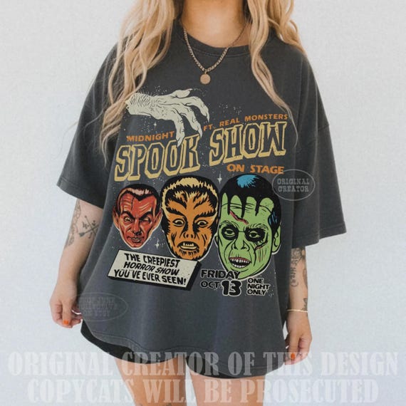 Spook Show Shirt UNISEX Comfort Colors® Vintage Halloween Tee Horror Lover Gift 90s Cult Classic Horror Graveyard Smash Tee Monster Mash Tee
