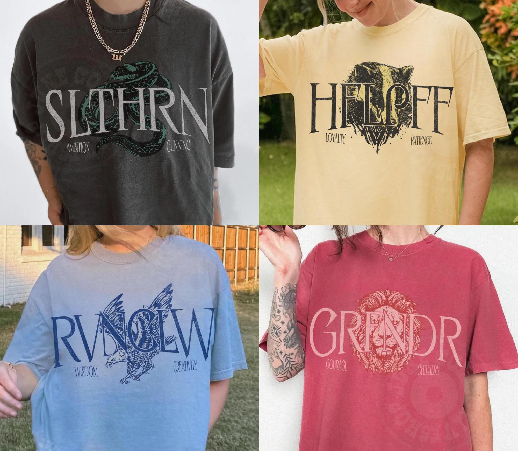 Wizard House Tees UNISEX Comfort Colors® Matching Universal Shirts Aesthetic World Tour Green Red Yellow Blue Houses Subtle HP Pottery Gifts
