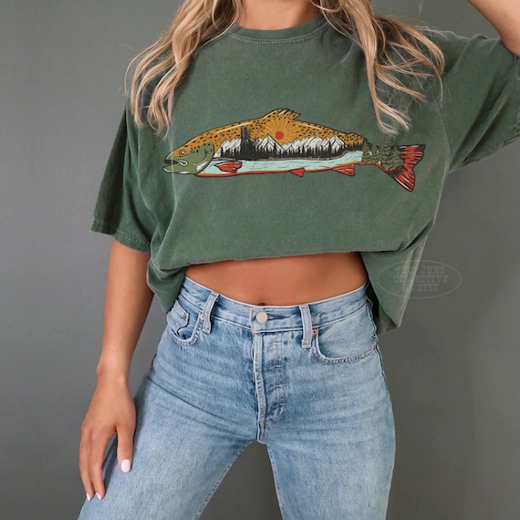 90s Fish Shirt UNSX Comfort Colors® Vintage Mountain Tee Ocean Hiking Shirt Protect Our Parks Granola Girl Beach Coverup Nature Lover Gift