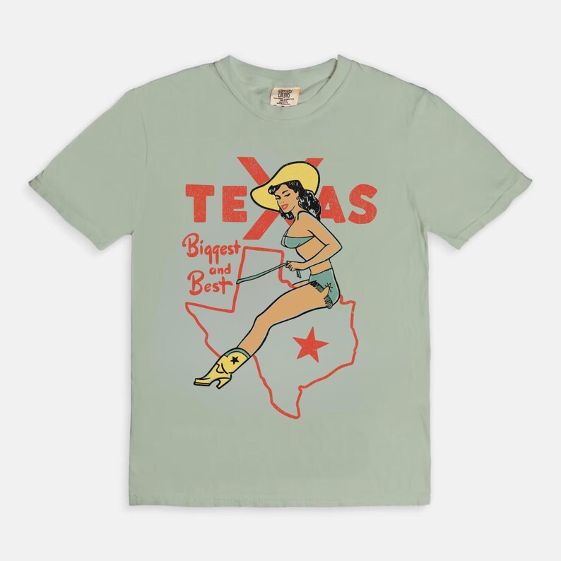 Vintage Texas shirt UNISEX Comfort Colors® Texas cowgirl shirt Texas kaart Tee Wild West USA retro pin-up cowgirl jaren 90 grunge rodeo western shirt Bay