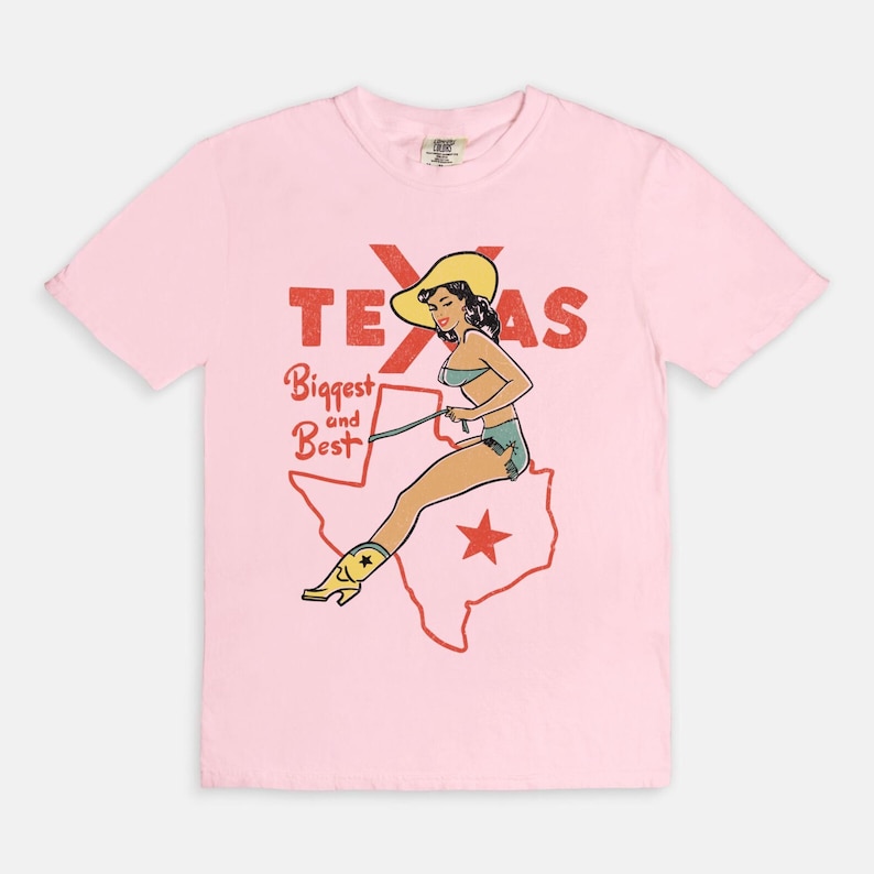 Vintage Texas shirt UNISEX Comfort Colors® Texas cowgirl shirt Texas kaart Tee Wild West USA retro pin-up cowgirl jaren 90 grunge rodeo western shirt Blossom