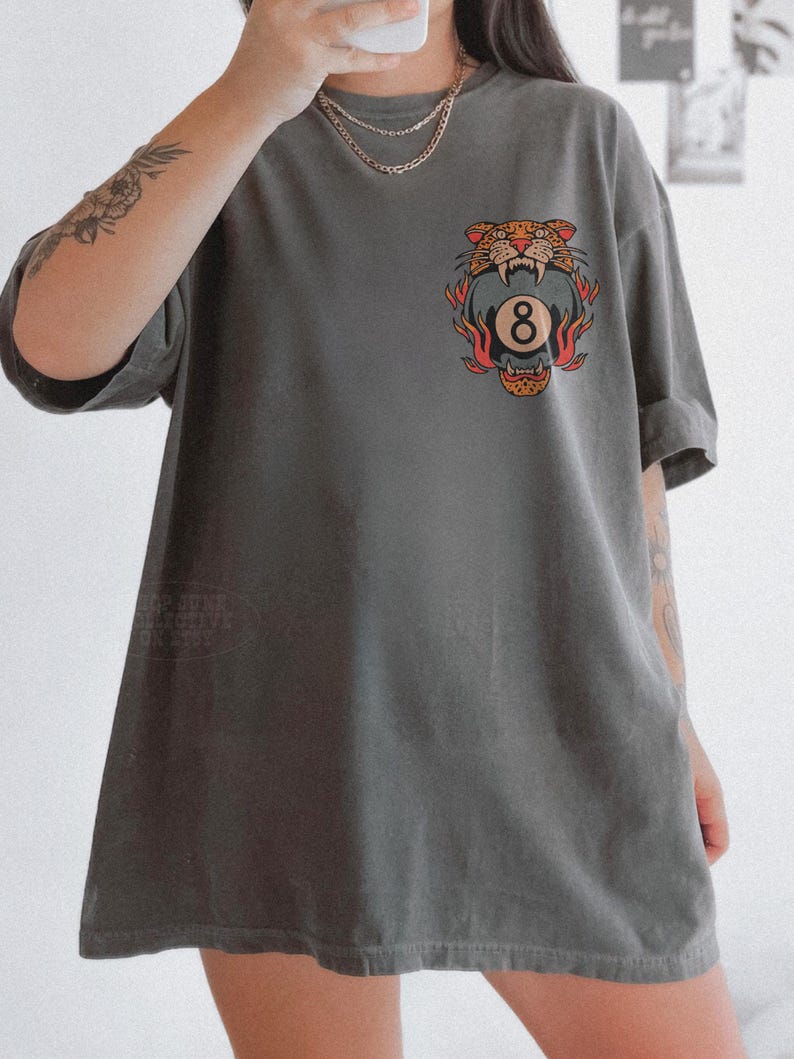 Lucky Leopard Tee Comfort Colors® Traditional Tattoo T 8 Ball Shirt Grunge Streetwear Vintage Western Lucky Me Shirt Yallternative Aesthetic image 2
