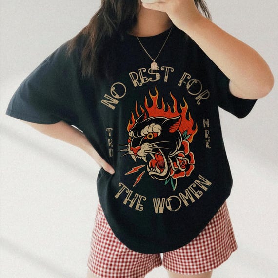 No Rest for The Women Tee Comfort Colors® Rad Feminist Tee Feminism Shirt Vintage Tattoo Style Girl Power Tee Womens Rights Activist Shirt