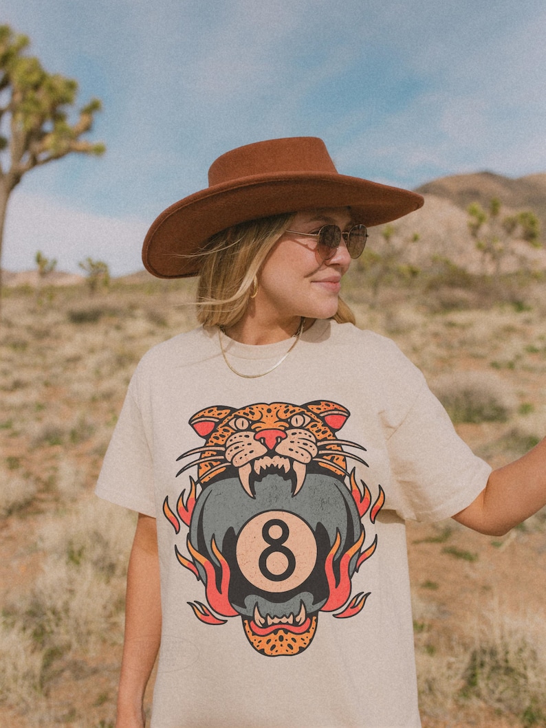 Lucky Leopard Tee Comfort Colors® Traditional Tattoo T 8 Ball Shirt Grunge Streetwear Vintage Western Lucky Me Shirt Yallternative Aesthetic Ivory