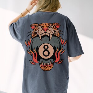 Lucky Leopard Tee Comfort Colors® Traditional Tattoo T 8 Ball Shirt Grunge Streetwear Vintage Western Lucky Me Shirt Yallternative Aesthetic Denim