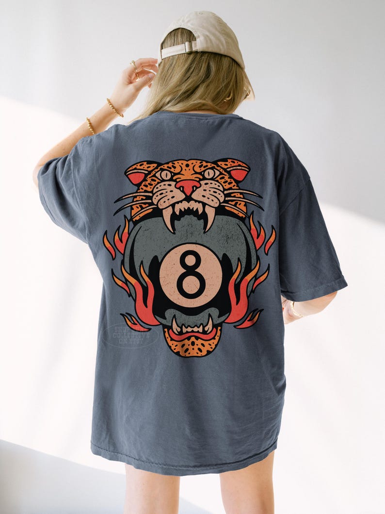 Lucky Leopard Tee Comfort Colors® Traditional Tattoo T 8 Ball Shirt Grunge Streetwear Vintage Western Lucky Me Shirt Yallternative Aesthetic Denim