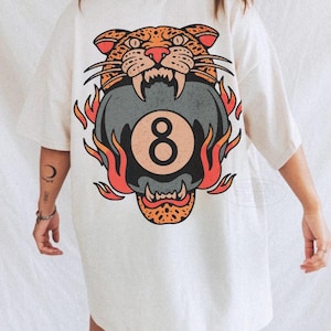 Lucky Leopard Tee Comfort Colors® Traditional Tattoo T 8 Ball Shirt Grunge Streetwear Vintage Western Lucky Me Shirt Yallternative Aesthetic White