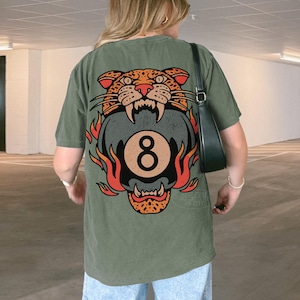 Lucky Leopard Tee Comfort Colors® Traditional Tattoo T 8 Ball Shirt Grunge Streetwear Vintage Western Lucky Me Shirt Yallternative Aesthetic Moss