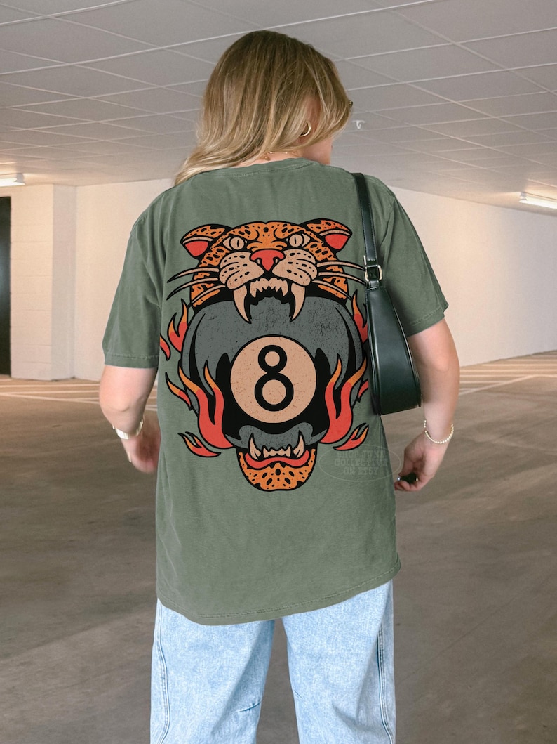 Lucky Leopard Tee Comfort Colors® Traditional Tattoo T 8 Ball Shirt Grunge Streetwear Vintage Western Lucky Me Shirt Yallternative Aesthetic Moss