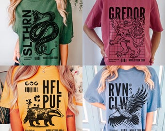 Wizard House Tees UNISEX Comfort Colors® Matching Universal Shirts Aesthetic World Tour Green Red Yellow Blue Houses Subtle HP Pottery Gifts