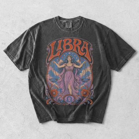 Libra Shirt UNSX Comfort Colors® Retro Boho Libra Tee Vintage Trendy Hippie Zodiac 90s Horoscope Birthday Gift Bohemian Air Sign Astrology