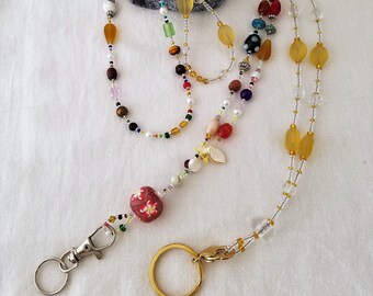 ID Lanyard 36" Extra Long Beaded Badge Holder Bead Necklace or XL for Glasses Goes with Anything - Everything