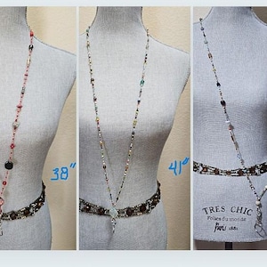 Cordón de cuentas extra largo de 37" y más: cuentas de varios tamaños